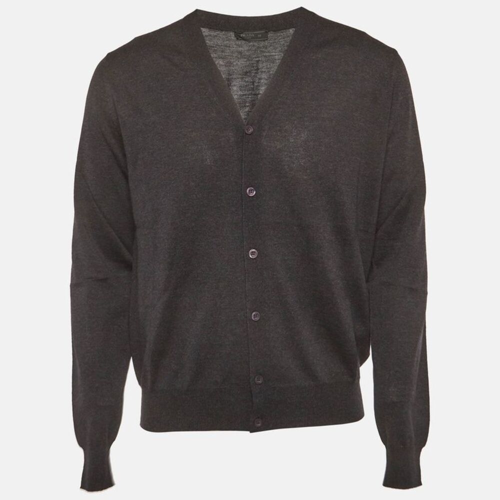 Prada Grey Knit Button Front Cardigan M